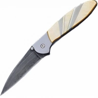 Полуавтоматический складной нож Santa Fe Kershaw Leek, дамасская сталь, рукоять сталь с накладкой из перламутра купить в Якутске