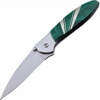 Полуавтоматический складной нож Santa Fe Kershaw Leek, сталь 14C28N, рукоять сталь с накладкой из малахита купить в Якутске