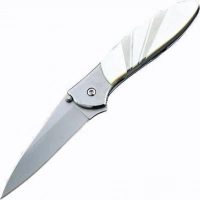 Полуавтоматический складной нож Santa Fe Kershaw Leek, сталь 14C28N, рукоять сталь с накладкой из перламутра купить в Якутске