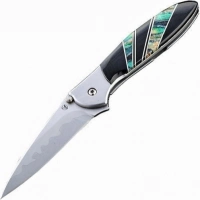 Полуавтоматический складной нож Santa Fe Kershaw Leek, сталь D2/14C28N, рукоять сталь с накладкой из зуба мамонта купить в Якутске