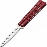 Тренировочный нож-бабочка (балисонг) Balisong Trainer, Boker Plus 01BO712, клинок из нержавеющей стали Zero-ground Plain (без заточки), рукоять стеклотекстолит G10, красный купить в Якутске