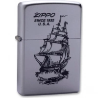 Зажигалка ZIPPO Boat-Zippo Satin Chrome, латунь с ник.-хром. покрыт., сереб., матовая, 36х56х12мм купить в Якутске