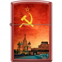 Зажигалка ZIPPO Красная Москва, латунь/сталь с покрытием Red Matte, красная, матовая, 36x12x56 мм купить в Якутске