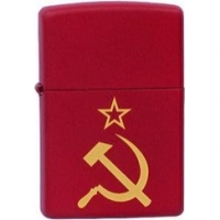 Зажигалка ZIPPO Серп и Молот Red Matte, латунь с порошковым покрытием, красная, матовая, 36х56х12 мм купить в Якутске